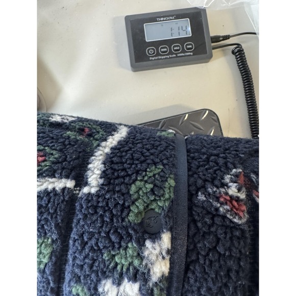 Kith & Kin Pinehurst Jacket Mens Small Blue Sherpa Fleece Paisley Bomber Snap - Picture 12 of 12